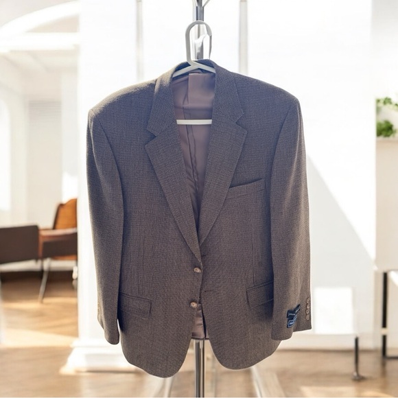 Brown Textured Sport Coat with Notched Lapel
